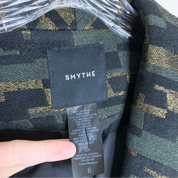 Smythe Anytime Blazer (Sz 6) Camo Jacquard Metallic Green Black Gold - Picture 16 of 16